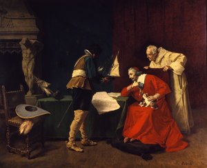 Richelieu Bestudeert de Aanvalsplannen voor het Beleg van La Rochelle door Louis Debras