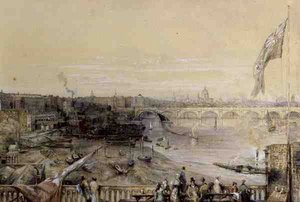 De Theems vanaf Hungerford Market door Louis Desire Thienon