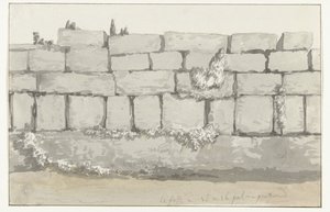 Buitenkant van de buitenmuur van de antieke tempel in de oude stad Manduria