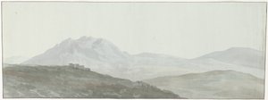 Gezicht op bergtoppen van de Apennijnen door Louis Ducros