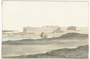 Gezicht op het kasteel in de haven van Barletta