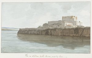 Gezicht op kasteel van Brucoli, ‘La Bruca’