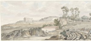 Interieur met trappen van theater in Syracuse (Voyage en Italie, en Sicile et à Malte - 1778)