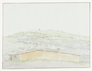 Klassieke zuil in haven van Brindisi door Louis Ducros