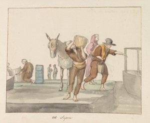 Klederdrachten van eiland Gozo (Voyage en Italie, en Sicile et à Malte - 1778) door Louis Ducros