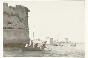Mosselvissers op Mare Piccolo bij de vestingwerken van Tarente