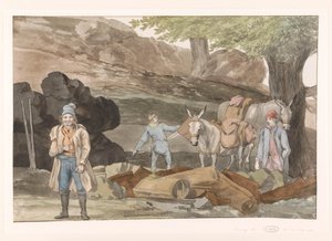Oponthoud bij de Grotte delle Capre aan de grens bij Nemorosa en Fredda Voyage en Italie, en Sicile et à Malte - 1778 door Louis Ducros