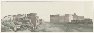 Profiel van de binnenmuren en buitenmuren van de oude stad Manduria (Voyage en Italie, en Sicile et à Malte - 1778)