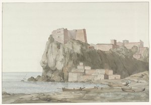 Rots en stad Scilla in de regio Calabrië aan de westkust