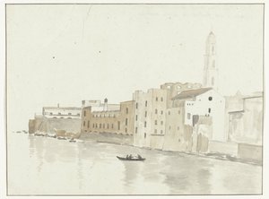 Stadsgezicht in Bari vanuit een raam in de herberg (Voyage en Italie, en Sicile et à Malte - 1778) door Louis Ducros