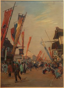 Theaterwijk in Yokohama door Louis Dumoulin