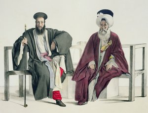 Een Griekse priester en een Turk, gegraveerd door de Thierry Brothers, 1825