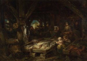De Vismarkt, Dieppe, 1845 door Eugene Isabey