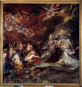 De verleiding van Sint Antonius De kluizenaar Sint Antonius de Grote (251-356) (of Sint Antonius de Kluizenaar of Sint Antonius de Abt) wordt onderworpen aan de verleidingen van de Duivel in de woestijn. door Louis Eugene Gabriel Isabey