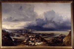 Uitzicht op de haven van Dieppe in Normandië door Louis Eugene Gabriel Isabey
