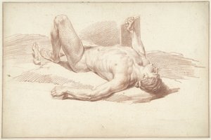 Mannelijk naakt, liggend op de rug door Louis Fabritius Dubourg