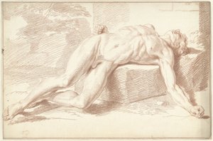 Mannelijk naakt, liggend op de rug door Louis Fabritius Dubourg