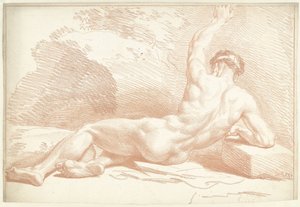 Mannelijk naakt, liggend, op de rug gezien door Louis Fabritius Dubourg
