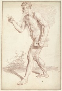 Mannelijk naakt, lopend, naar links door Louis Fabritius Dubourg
