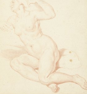 Studie van een zittend vrouwelijk naakt door Louis Fabritius Dubourg