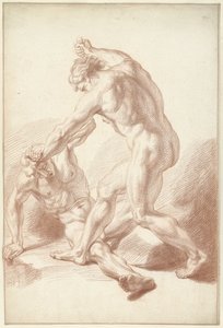 Twee naakte mannen in gevecht door Louis Fabritius Dubourg