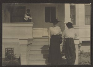 [Figuren op een veranda]. door Louis Fleckenstein