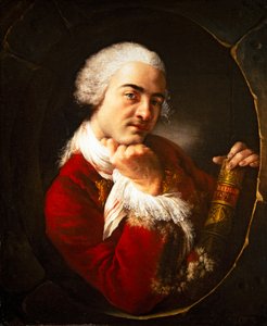 Portret van een man met een werk van Belidor door Louis Gabriel Blanchet