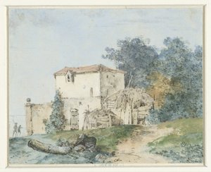 Buitenhuis in een landschap