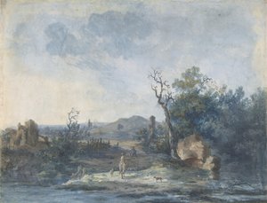 Figuren op een landweg door Louis Gabriel Moreau