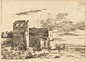 Vervallen Gebouwen bij een Rivieroever