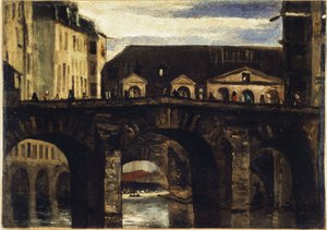 De Kleine Brug en de Sint-Charlesbrug, circa 1825 door Louis Godefroy Jadin