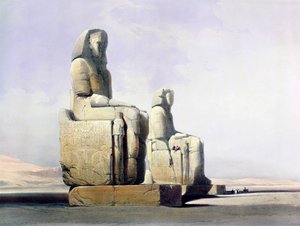 Detail van de Kolossen van Memnon, Thebe, Egypte, 4 december 1838, 1846 door Louis Haghe