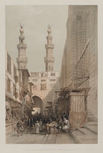 Egypte en Nubië, Deel III: Minaretten en grote ingang van de Metwaleys, in Caïro door Louis Haghe