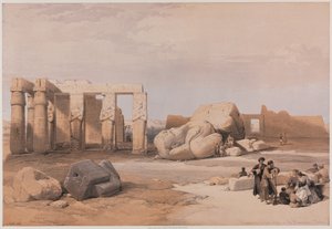 Egypte en Nubië, Volume II: Fragmenten van de Grote Kolossen bij het Memnonium, Thebe, 1847