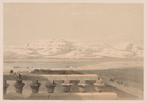 Egypte en Nubië: Deel I - Nr. 30, Libische Bergketen vanaf de Tempel van Luxor door Louis Haghe