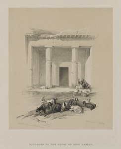Egypte en Nubië, Deel I: Ingang van de grotten van Beni-Hasan door Louis Haghe
