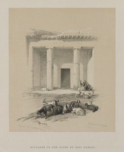 Egypte en Nubië, Deel I: Ingang naar de Grotten van Beni-Hasan, 1847 door Louis Haghe