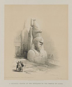 Egypte en Nubië, Deel I: Een van Twee Kolossale Beelden van Ramses II. Ingang van de Tempel van Luxor door Louis Haghe