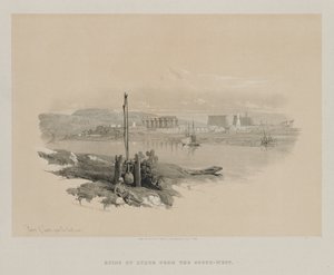 Egypte en Nubië, Deel I: Ruïnes van Luxor vanuit het zuidwesten, 1846 door Louis Haghe