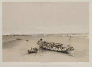 Egypte en Nubië, Deel I: Uitzicht op de Nijl richting de piramides van Dashour en Saccara, 184 door Louis Haghe