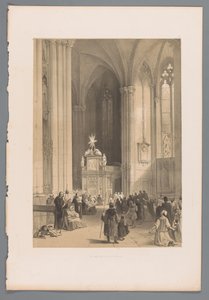 Gezicht op het reliekschrijn van de drie koningen in de Dom van Keulen