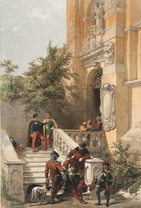 Heidelberg (dienaren en hovelingen op de marmeren veranda van een kasteel)