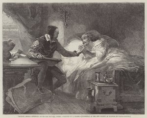 Michelangelo die voor zijn Zieke Dienaar Urbino Zorgt door Louis Haghe