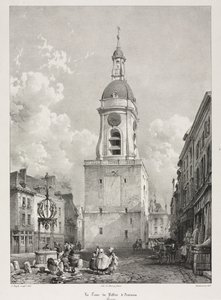 Pittoreske en Romantische Reizen in Oud Frankrijk, Picardië: De Belfortoren van Amiens door Louis Haghe