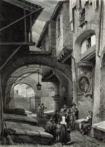 Het getto, Rome, gegraveerd door S.V. Hunt, Cassell und Company, 1847 door Louis Haghe