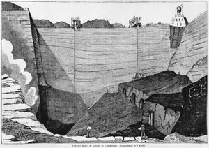 De kolenmijn in Commentry, illustratie uit Le Magasin Pittoresque, 1835