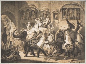 Een weg in Lahore, maart 1842 door Louis Henri de Rudder
