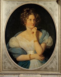 Portret van de Franse schrijfster Delphine Gay, Madame Emile de Girardin door Louis Hersent