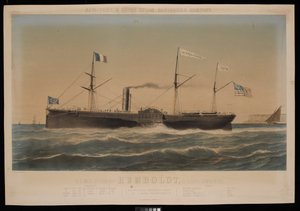 New York & Havre Steam Navigation Company U.S. Mail Stoomschip Humboldt, D Lines, Commandant door Louis Honore Gamain