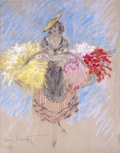 Bloemenverkoper door Louis Icart